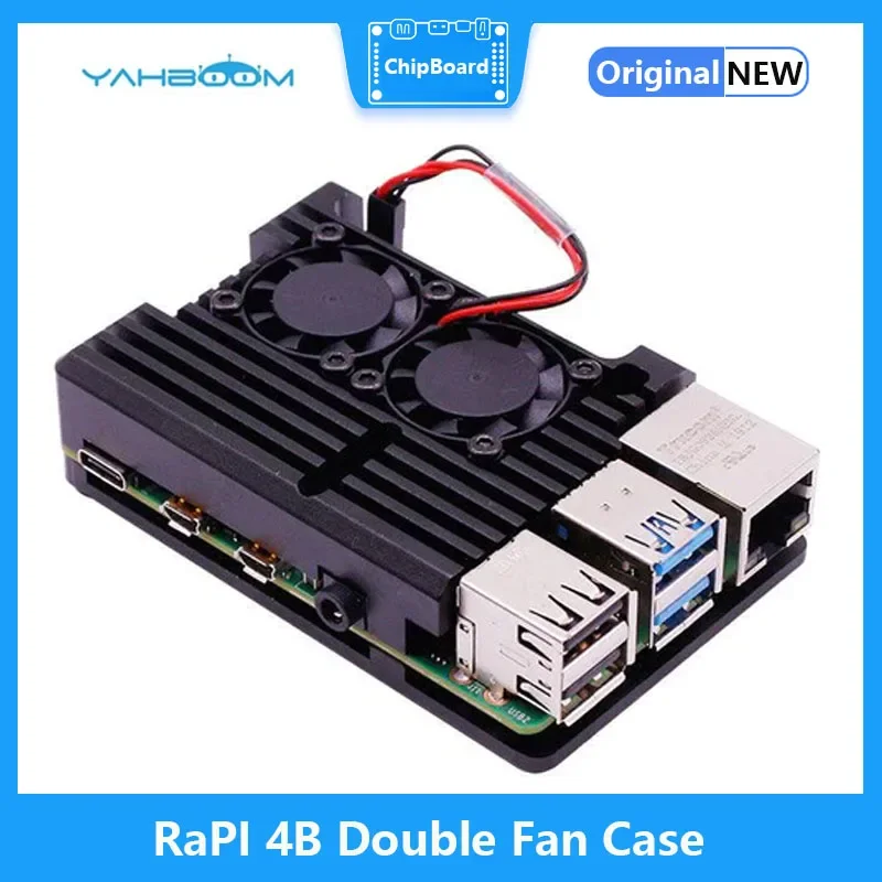 

Raspberry Pi 4th Generation 4B Aluminum Alloy Armor Shell With Double Fan Cooling Protective Armor Case Metal Chassis Shell