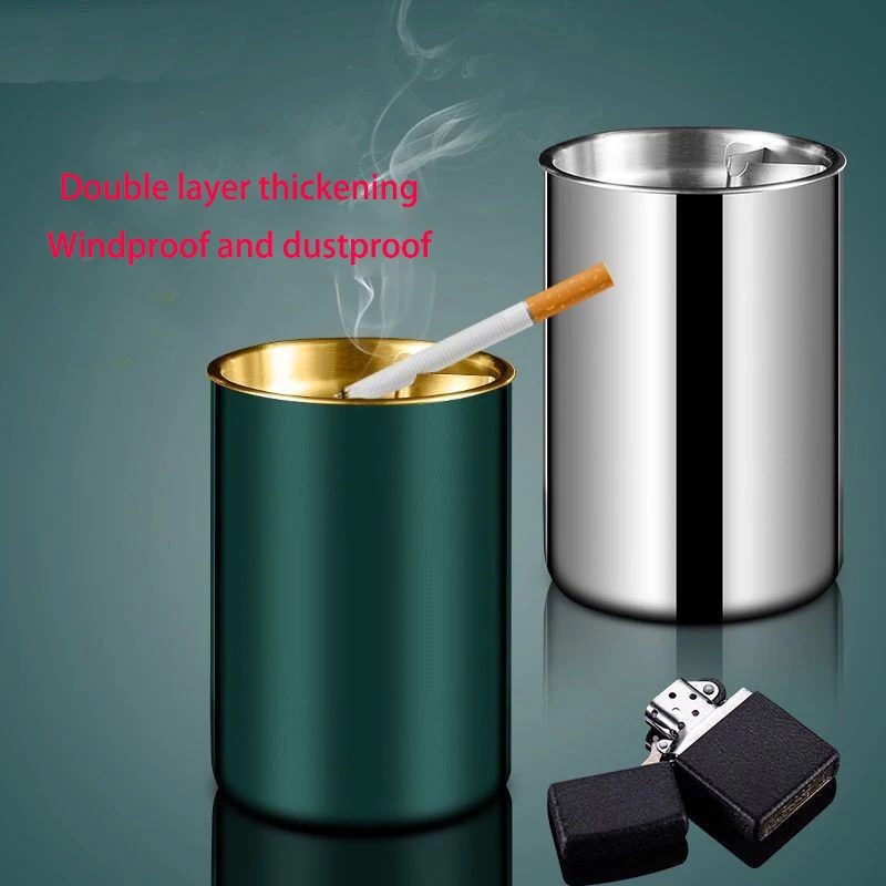 Creative Stainless Steel Ashtray Funnel Cover Anti-Fly Anti-Fall Household Car Use silicone ashtray air purifier ashtray wood ashtray cigarettes ashtray portable ashtray stainless steel ashtray metal ashtray ceramic ashtray
