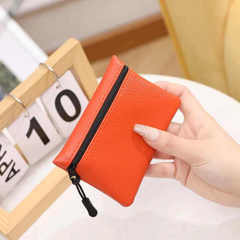 Lychee pattern zipper coin purse women solid color PU soft leather wallet women coin card holder wallet for girls coin purse women wallet card wallet coin wallet