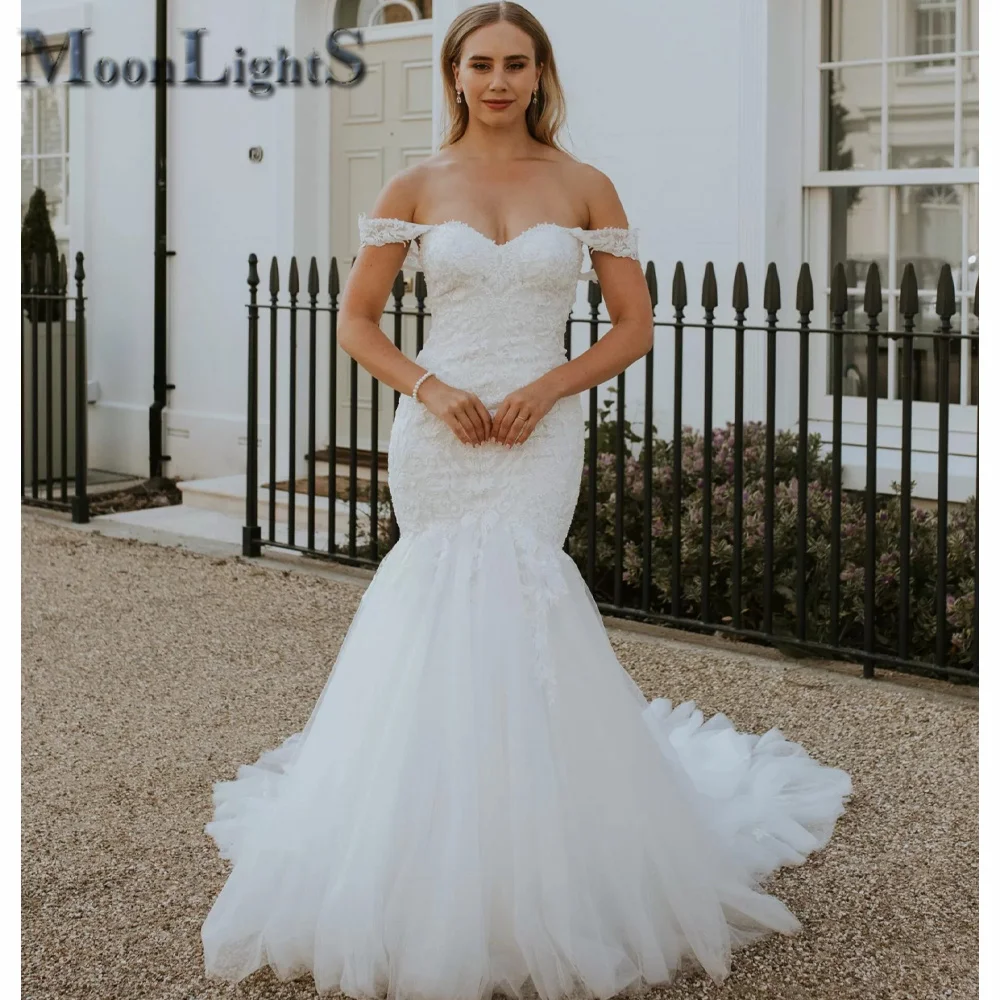 MoonlightShadow Fairyable Mermaid Plus Size Wedding Dress Pleated Tulle  Court Train Mariee Robe De Soiree Mariage Customized - AliExpress 320
