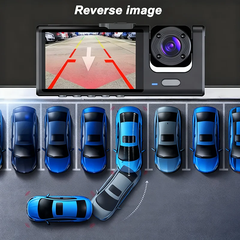 3 Lens Car DVR recorder, video recorder, Vehicle DVR Dash Cam W/ IR Night Vision Loop Recording & 2" IPS Screen 1080P 3 Camera