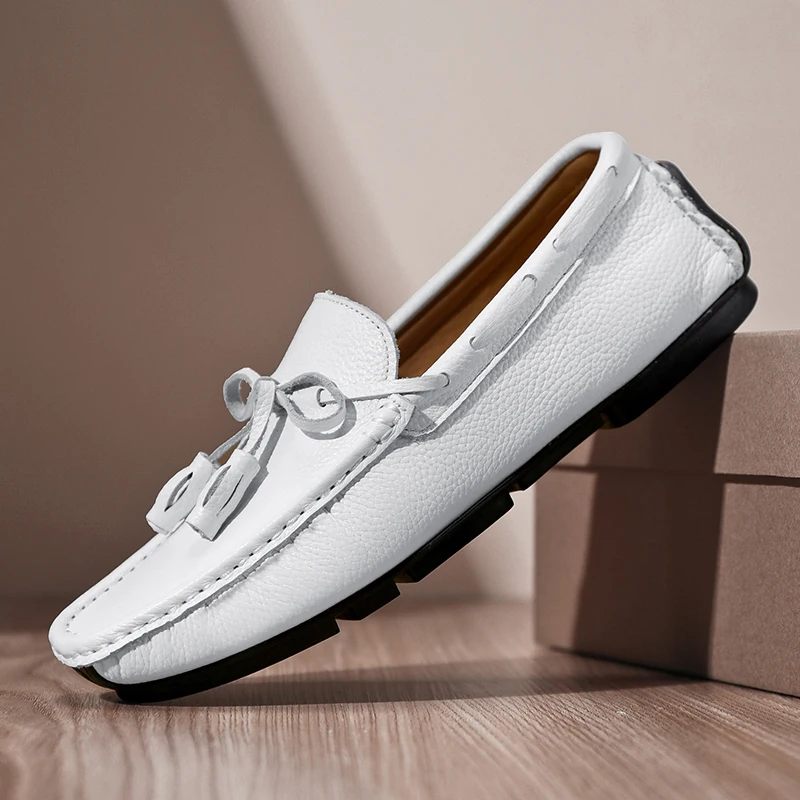 

Designer Tassel Penny Loafers Men Handmade Cow Genuine Leather Casual Shoes Driving Flats Slip on Soft Man Moccasins Mens Shoes