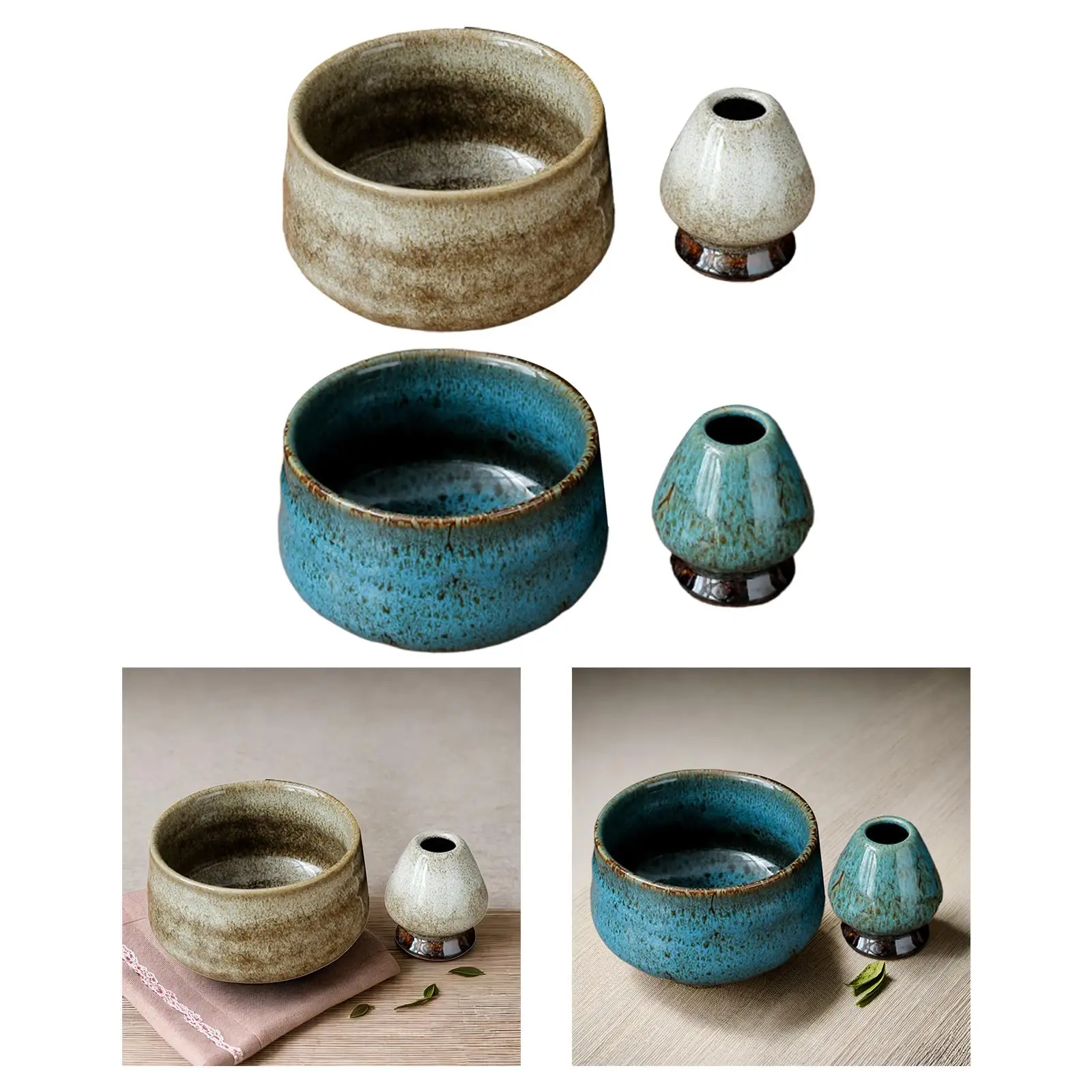 Matcha Bowls Ceramic Matcha Bowls with Whisk Holder Japanese Matcha Bowl Ceramic Bowl for Home Office Bedroom Dining Room Holiday