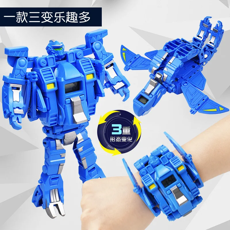 Cartoons Children's watch Deformation robot 3d LED Luminous watch Children's model toy watch kids watches boys  reloj 2