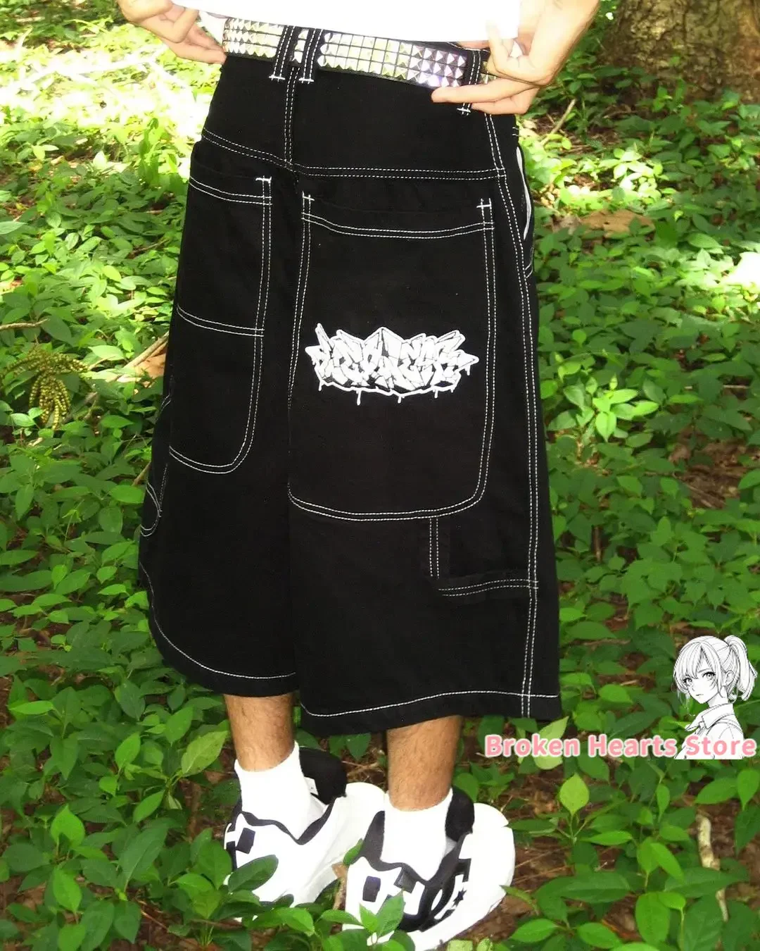 Wexwear Embroidery Shorts Skateboarding New Y2k Jeans Denim Baggy Harajuku Gym Basketball Shorts Men Letter Graphic Streetwear