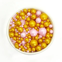 Colorful Pearl Sprinkles Cake Topper for Birthday Party Dessert Decor (Pink Gold)