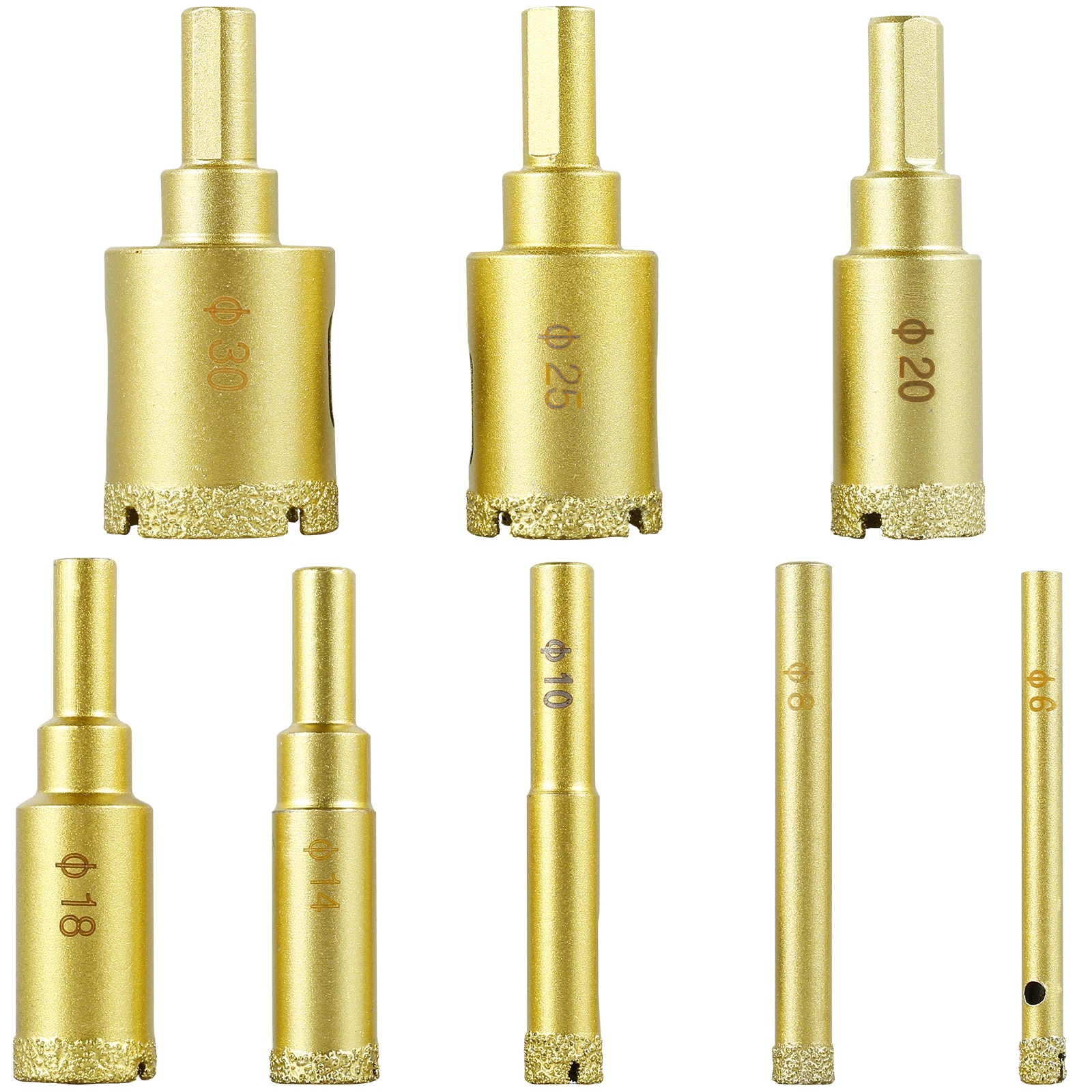 

8Pcs Diamond Hole Saw Kit 6mm-30mm Sturdy Tile Core Drill Bit Set Brazed Hollow Hole Drill Bit Glass Hole Saw High Precision