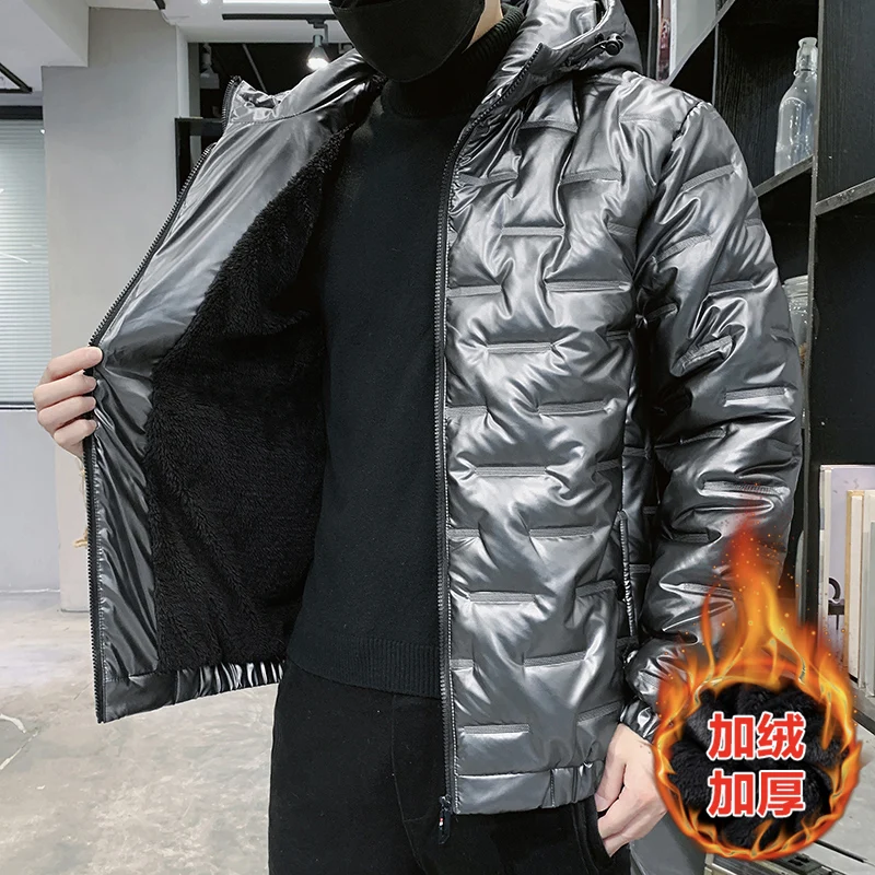 

2022 кожаная мужская, осенне-зимняя, утепленная, водонепроницаемая, с воротником-стойкой и капюшоном