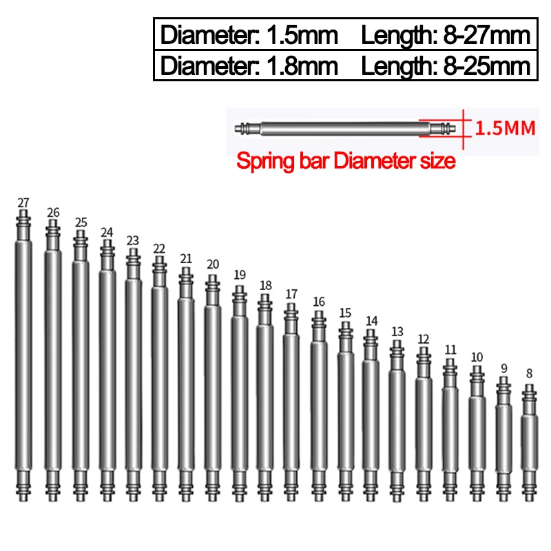 Deluxe 270-Piece Stainless Steel Watch Repair Spring Bar Kit