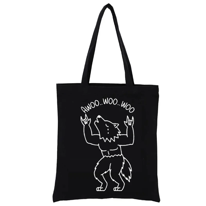 

Werewolf Cry Printd Shopping Bag Funny Tote Bags Women's Handbags Shopper Fashion Casual Totes Totebag Eco Handbag Canvas Cloth