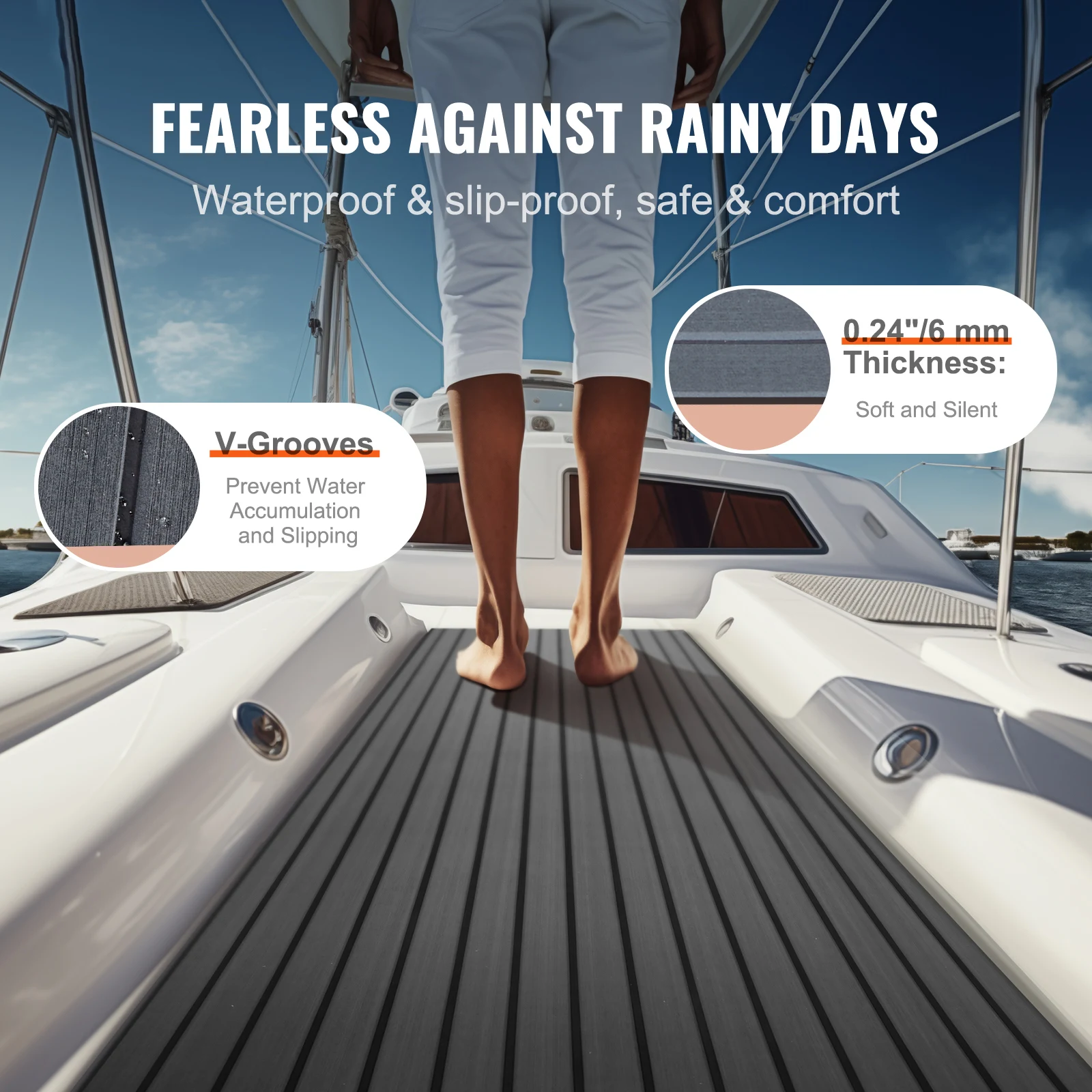 SucceBuy Boat FlooringEVA Foam Boat Decking 94.5x17.7 inch Non-Slip Self-Adhesive Flooring for Boats Yacht Pontoon Kayak Decking