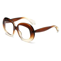 Luxury Oversized Round Glasses for Women - Stylish Red & Green Fashion Eyewear (Tea Clear)