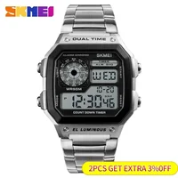 SKMEI 1335 Stainless Steel Strap Digital Watch reloj hombre Sport Watch Men 5Bar Waterproof Watches 2