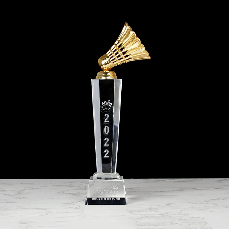 PersonalizedCrystalBadmintonAwardTrophyStatueRoomHomeOrnament