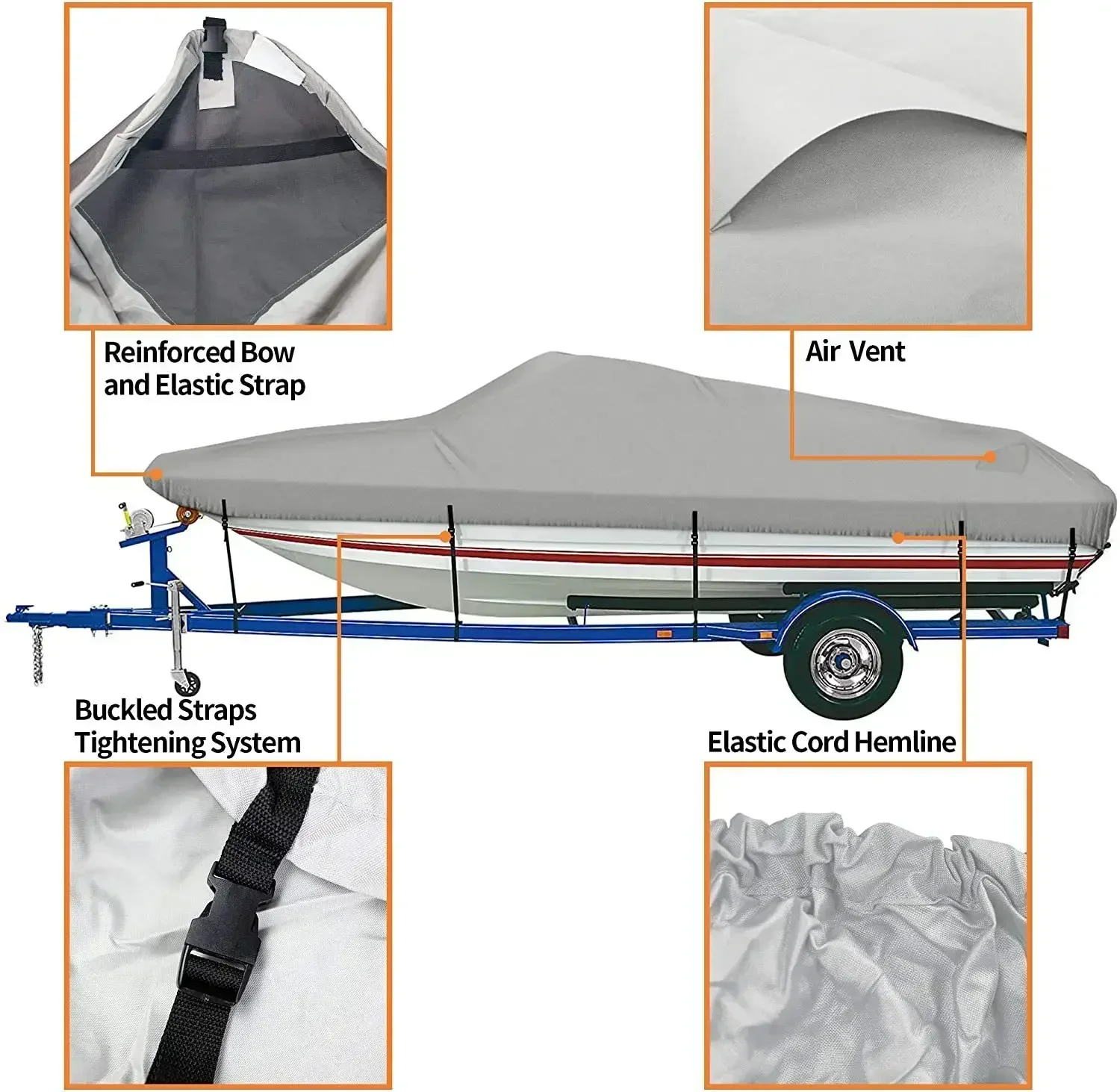 10-24FT V-Trailer Boat Cover Oxford Cloth Boat Accessories
