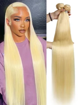 1 3 4 613 Blonde Straight Hair Bundles Brazilian Remy Human Hair Extension Honey Blonde Bundle Deals 28 30 32 34 36 38 40 Inches 1