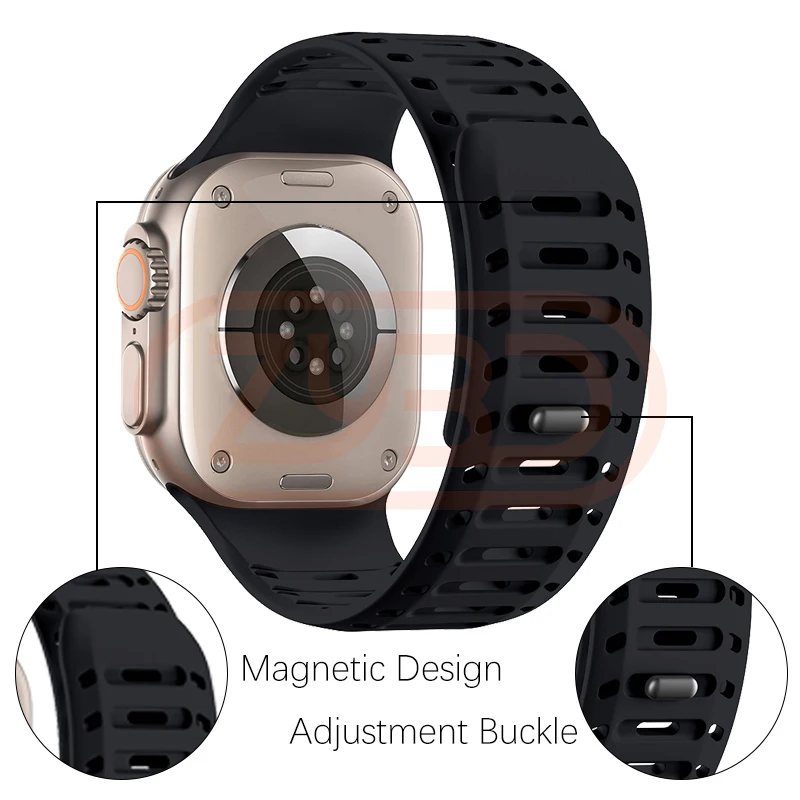 Magnetic Silicone Breathable Bracelet Strap