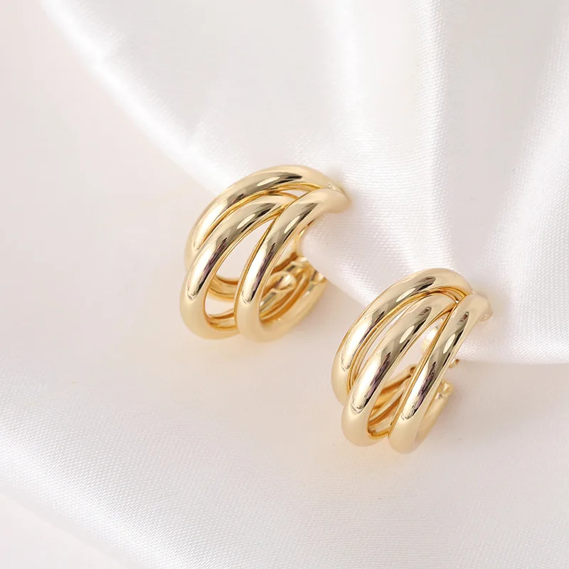 Ear Clip Earrings Clip Earrings Ear Clip Korean Style Vintage 3 Layer Geometric Mosquito Coil Clip on Earrings Fashion Lightweight Statement Cuff Earrings Ear Clip New