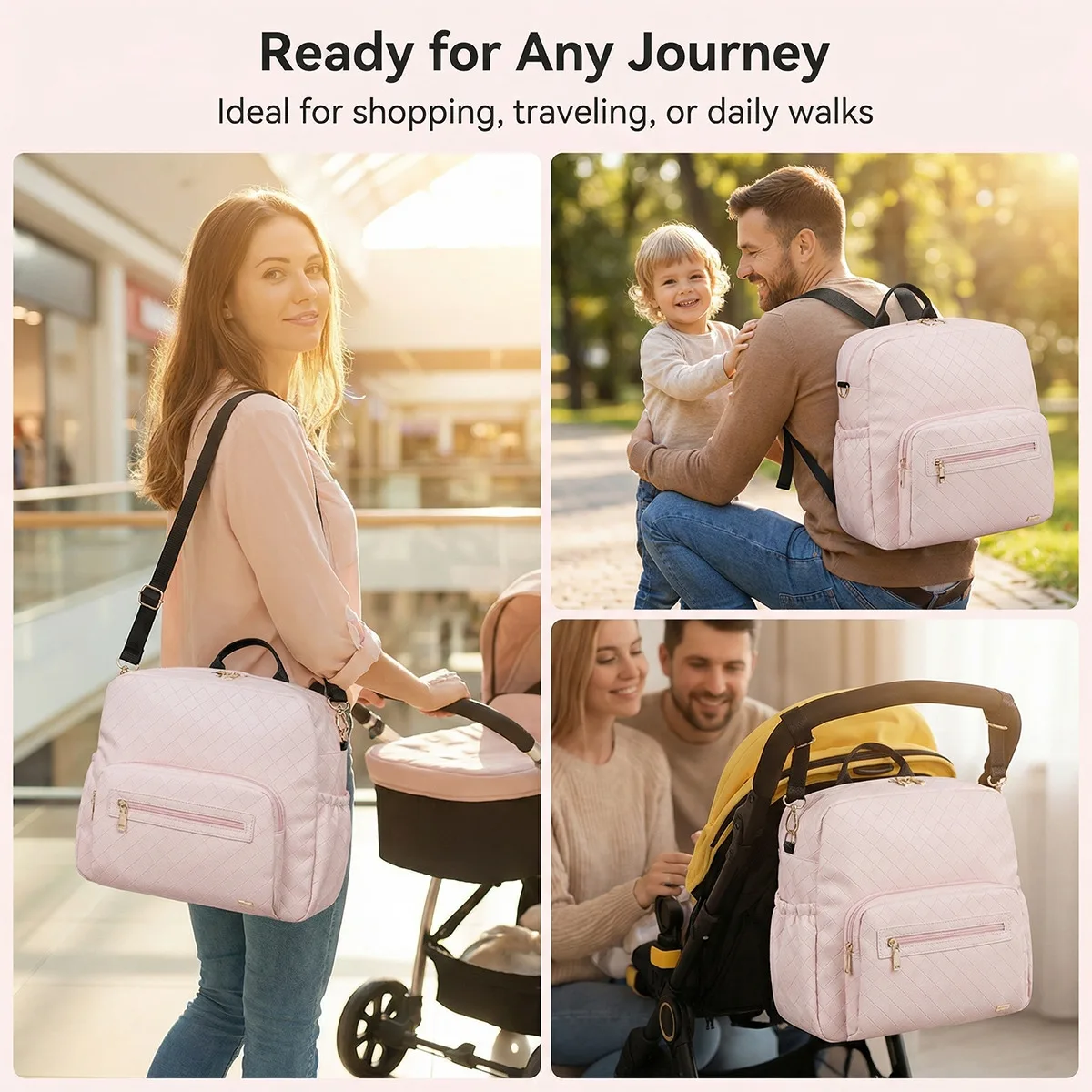 를위한 Soboba 방수 기저귀 배낭 솔리드 다기능 출산 교환 유모차 가방 세련된 베이비 케어