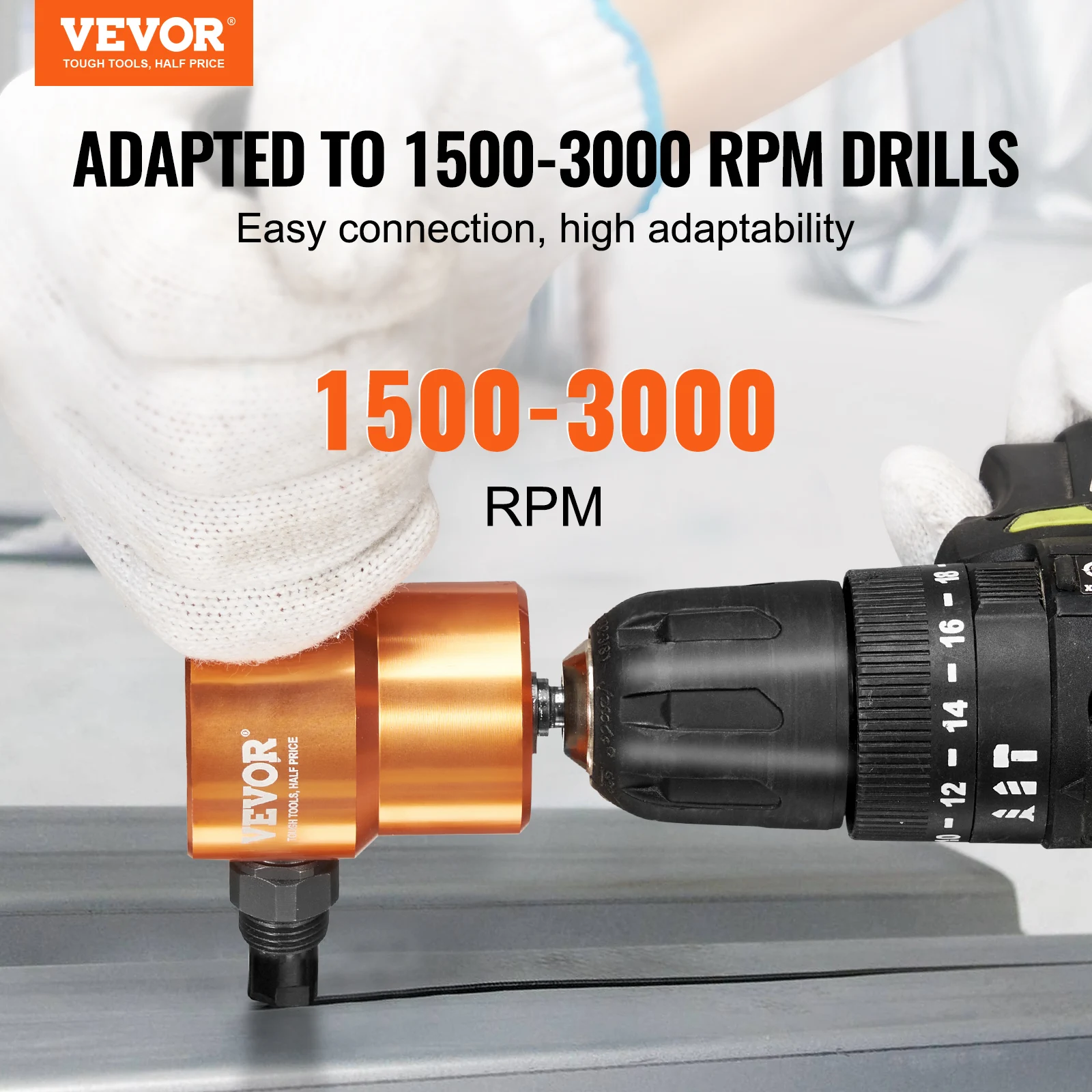 VEVOR Double Head Sheet Metal Nibbler Cutter 360 Degree Metal Nibbler Drill Attachment with Extra Punch and Die Cutting Hole 2