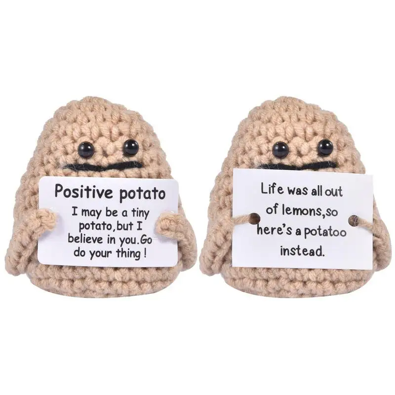 Funny Positive Potato Cute Wool Knitting Doll With Positive Card Positivity  Affirmation Cards Funny Knitted Potato