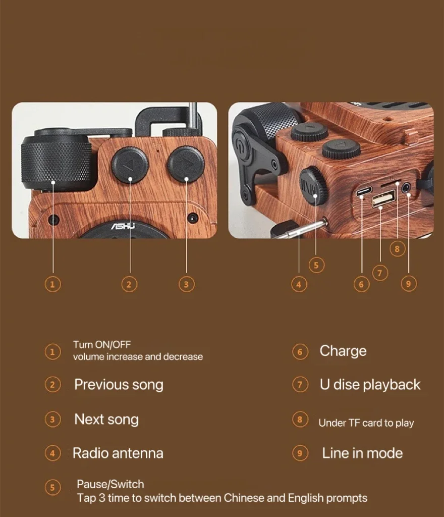 Portable Retro Bluetooth Speaker with Outdoor Radio Capability