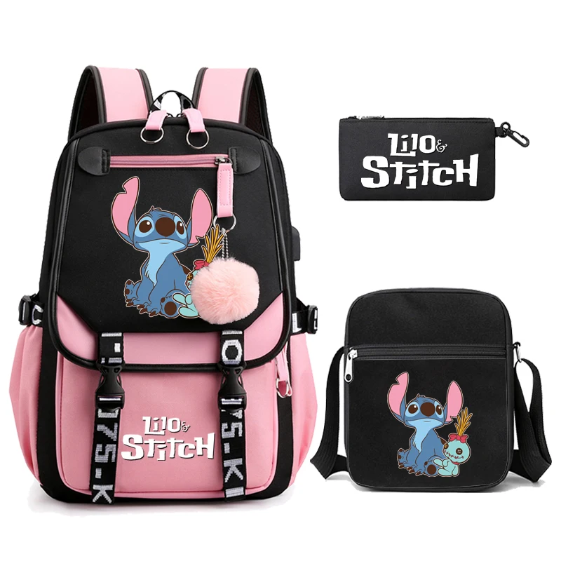

3Pcs/set Disney Lilo Stitch Backpack Teen Student Back To School Anime Backpack for Boy Girl Women Travel Rucksack Schoolbag