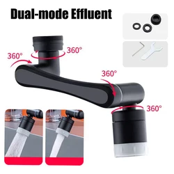 Stainless Steel 1080° Swivel Faucet Extender with Dual - Mode Sprayer (Blakc - 2 Mode)