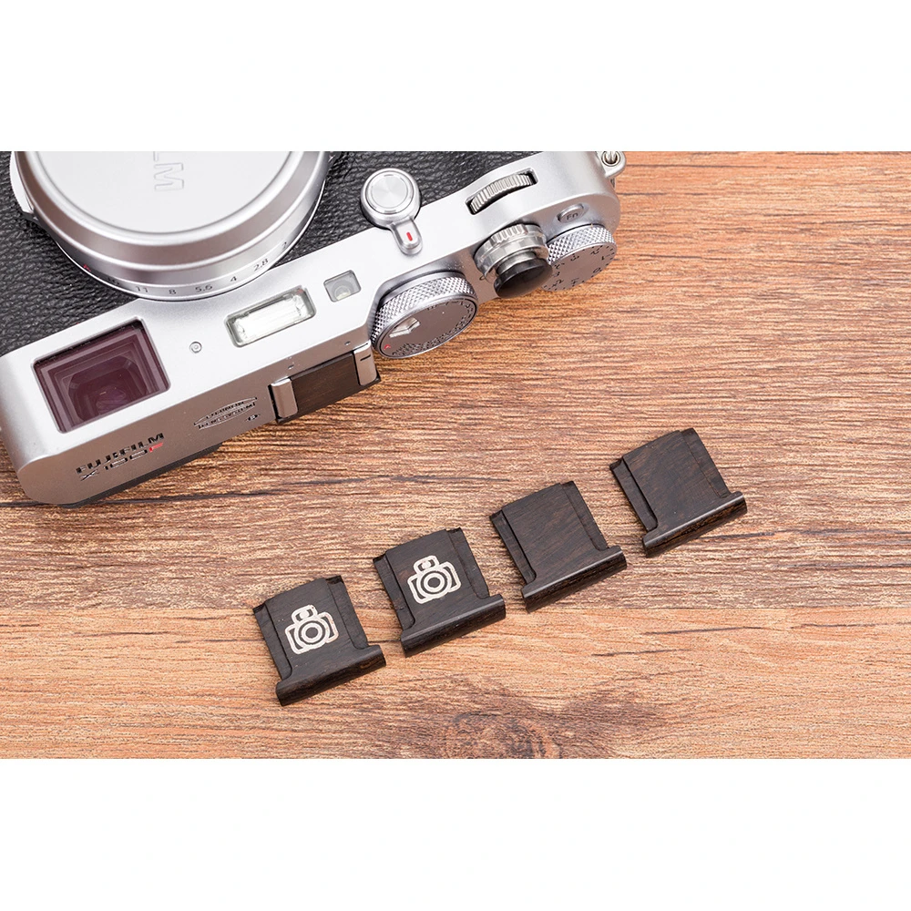 For Fujifilm Fuji Xt20 X100F X-T2 X100T X-Pro2 X-T10 Wooden Surface Camera Soft Shutter Release Button With Hot Shoe Cover