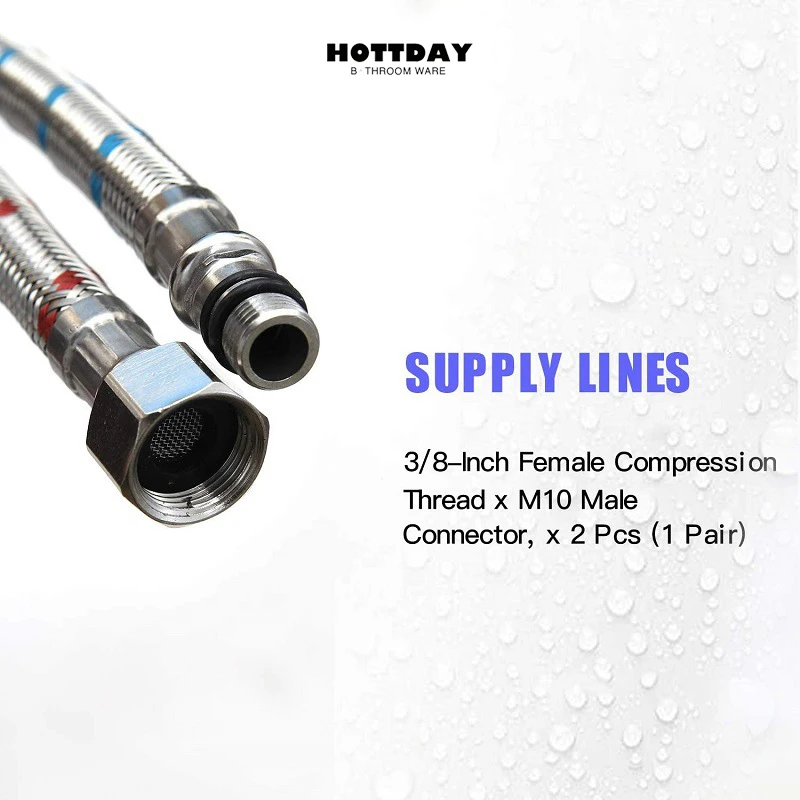 Bathroom Hose Stainless Steel Flexible Plumbing Pipes Basin Faucet Hot and Cold Water Kitchen Sink G1/2 G3/8 G9/16 1 Pair shower water hose