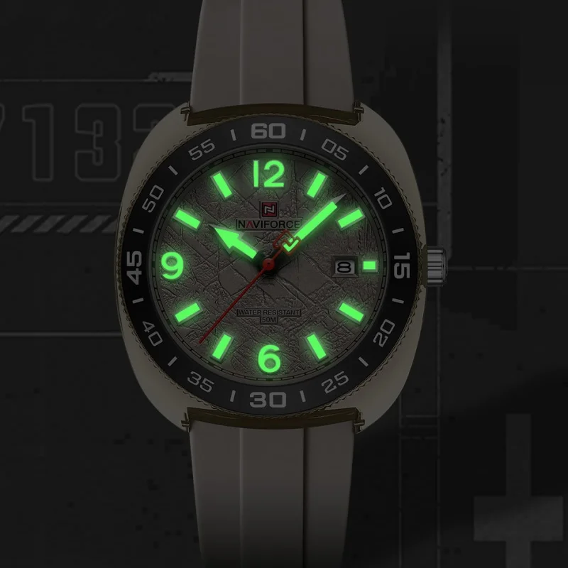 Naviforce Men's Quartz Watch Fashion Trend Date Display Luminous Pointer 5atm Waterproof Silicone Strap Men's Sports Watch 7132, Alina Gadgets