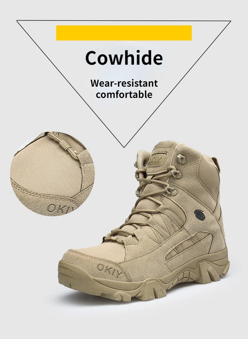 Men Military Boots Army Tactical Boots Outdoor Waterproof Cow Suede Work Men Ankle Boots Hiking Safety Shoes Mens Athletic Shoes