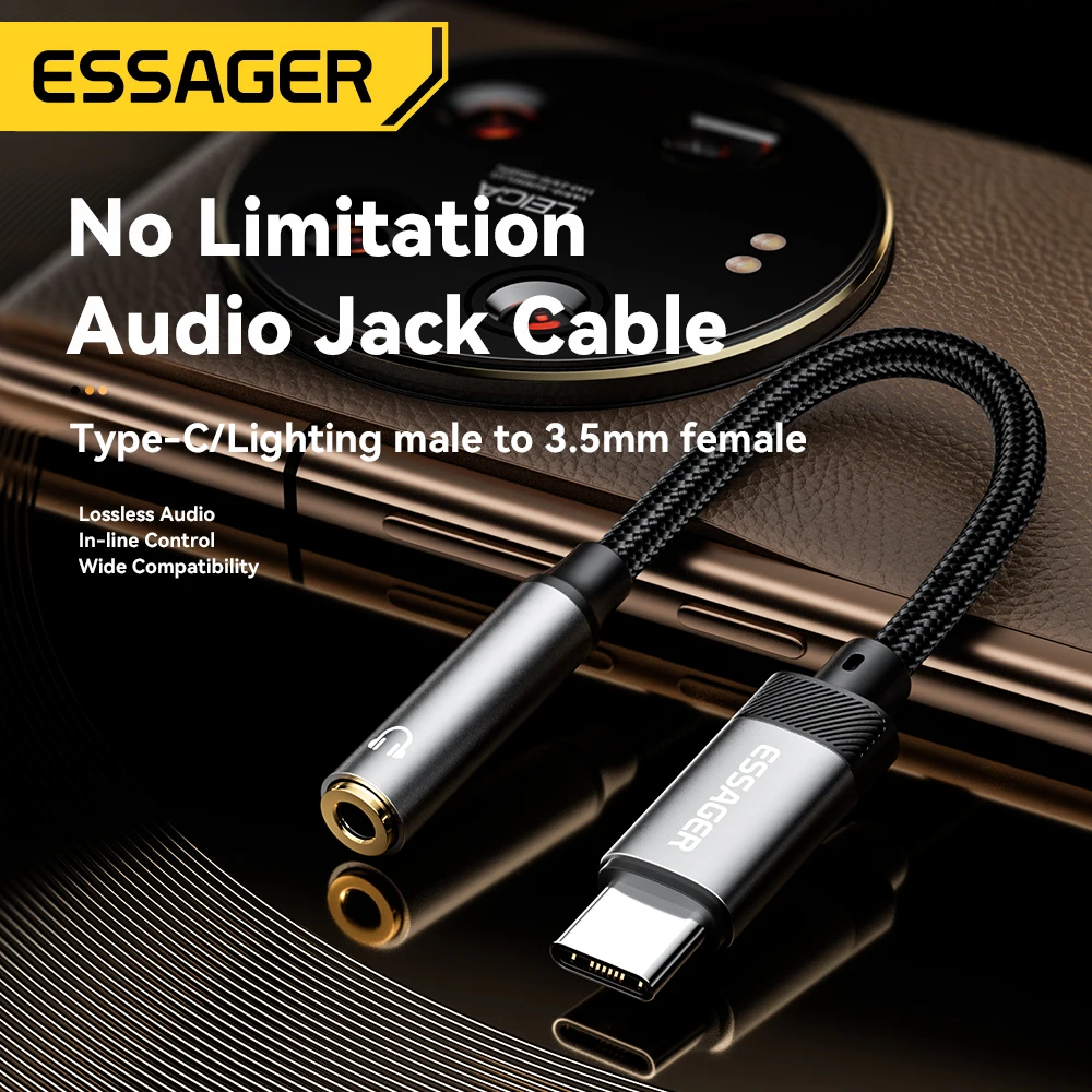 Essager نوع C إلى 3.5 مللي متر محول الصوت USB C كا...