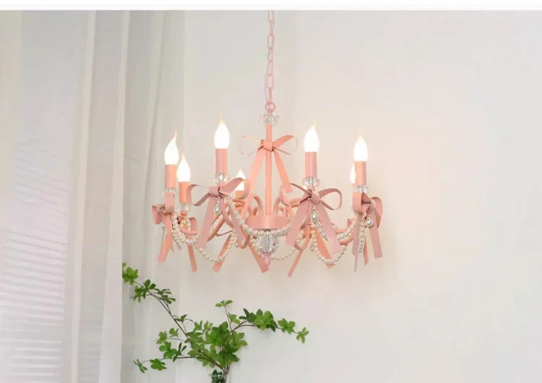 Description Picture 6 of itemPink Lovely Children's Room Chandeliers Crystal Cute Kid's Bedroom Pendant Lights Living Room Bedroom Hanging Lamps