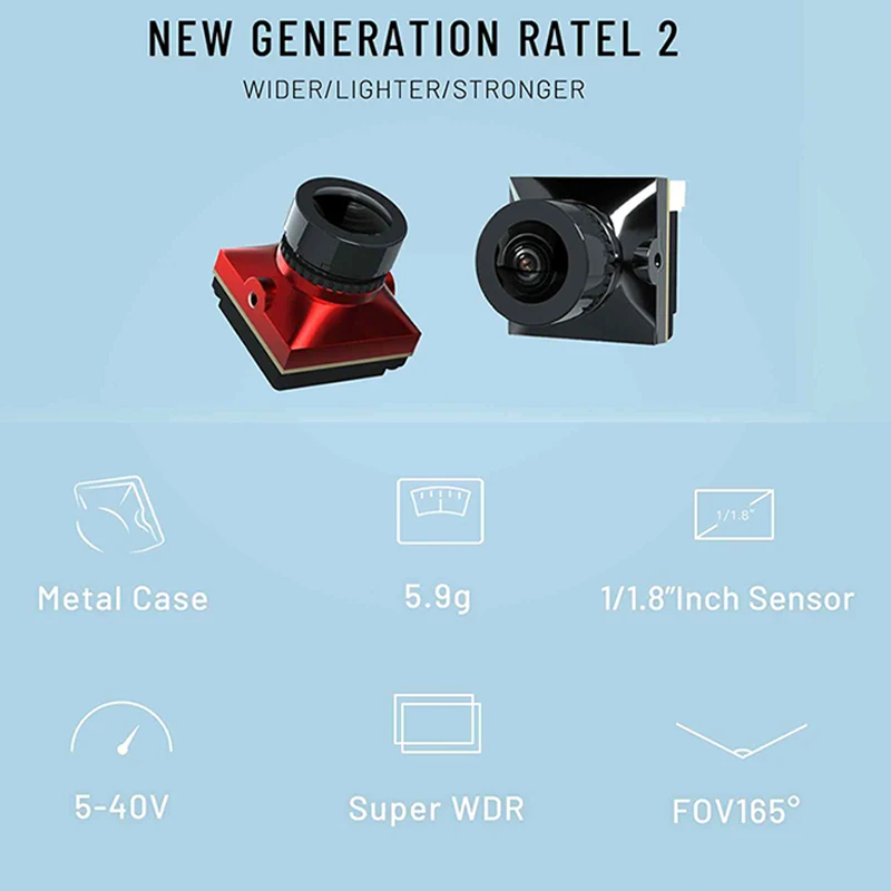 1/2PCS FPV Camera Caddx Ratel 2 V2 2.1mm Lens 16:9/4:3 NTSC/PAL Switchable Micro FPV Camera For RC Quadcopter Drone