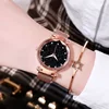 Women Rhinestone Starry Dial Stainless Steel Strap Lady Quartz Watch Fashion Simple Watch Strap Wristwatches Bracelet for Women 4