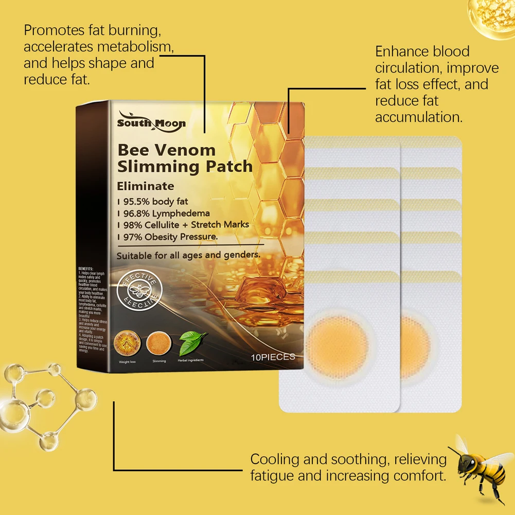 10-40Pcs Bee Venom Lymphatic Drainage Slimming Patch Long Lasting Lose Weight Detox Sticker Body Shaping Female Male