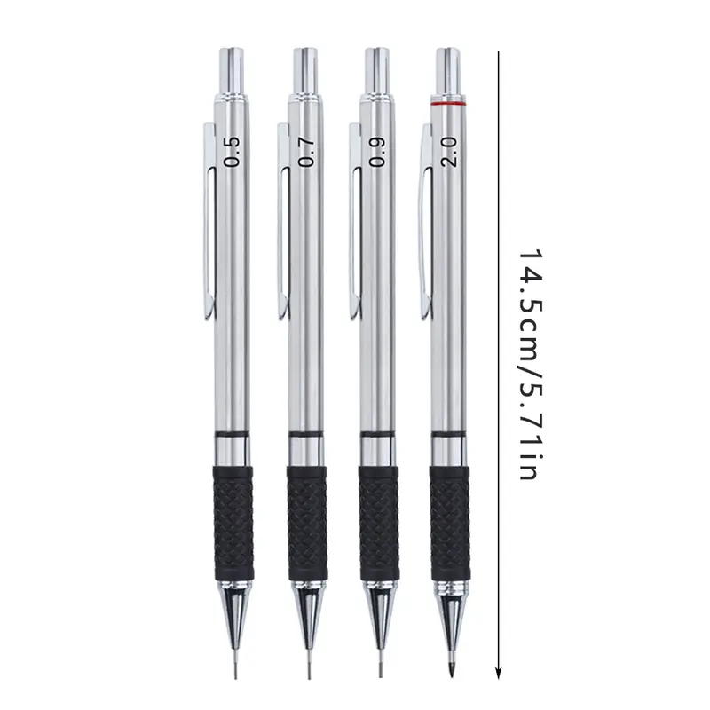 Metal Mechanical Pencil Set with Pencil Grip, Leads Art Drawing Student Office Supplies 0.5/0.7/0.9/2.0mm Automatic Pencil - Image 6