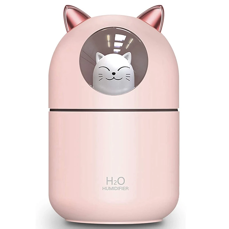 Cute Cat Cool Mist Humidifier For Home,Cat Night Light Essential Pure Air For Baby Room,Easy Clean Quiet Operation