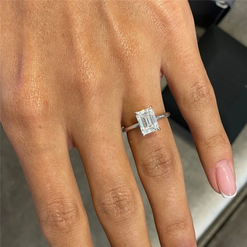 JY Jewelry 2.0CT Emerald Cut 8*6 Moissanite Ring Solitaire Vintage 14K Real Gold Jewelry Ring For Women Engagement Wedding Ring - Image 5