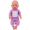 Cute Purple Mini Dress Pajama For Baby 43Cm &18Inch American Doll Clothes,Our Generation,Baby New Born Accessories,Gift For Girl 3