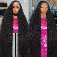 200 densité 46 pouces 13x6 HD Transparent lâche vague profonde dentelle frontale perruque cheveux humains Remy bouclés 13x4 dentelle avant perruques pour les femmes 1