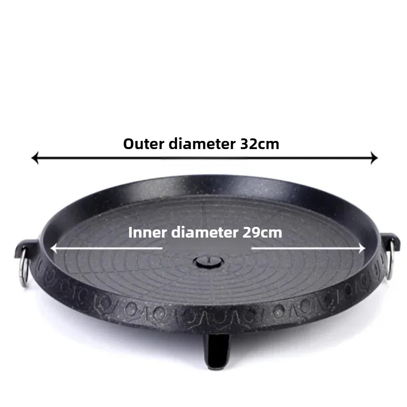 Barbecue Grill Barbecue Stove Household Gas Barbecue Pan Carabiner Grill Pan Non-stick Coating Round