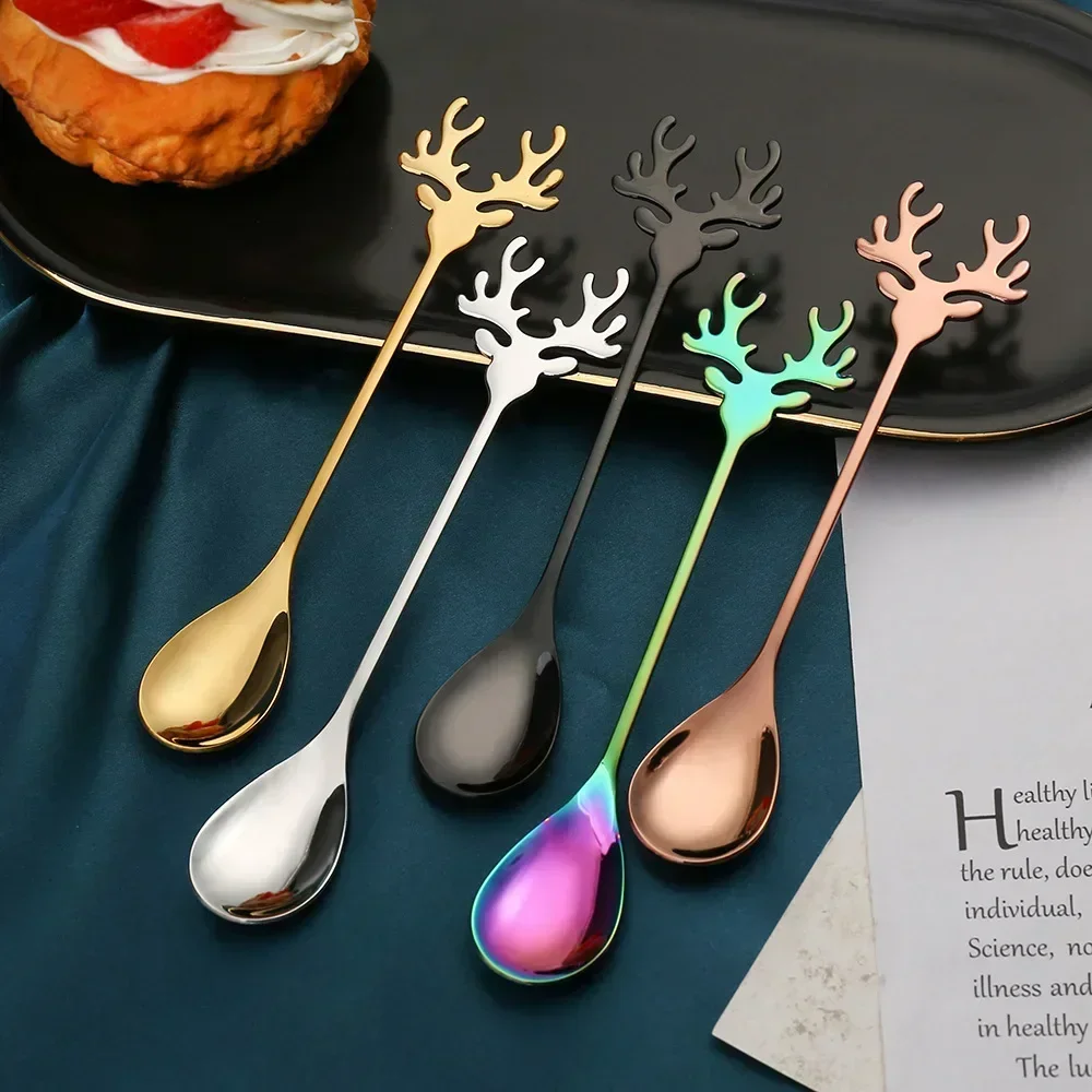 Nordic Dessert Spoon Elk Stainless Steel Coffee Spoons Stirring ...