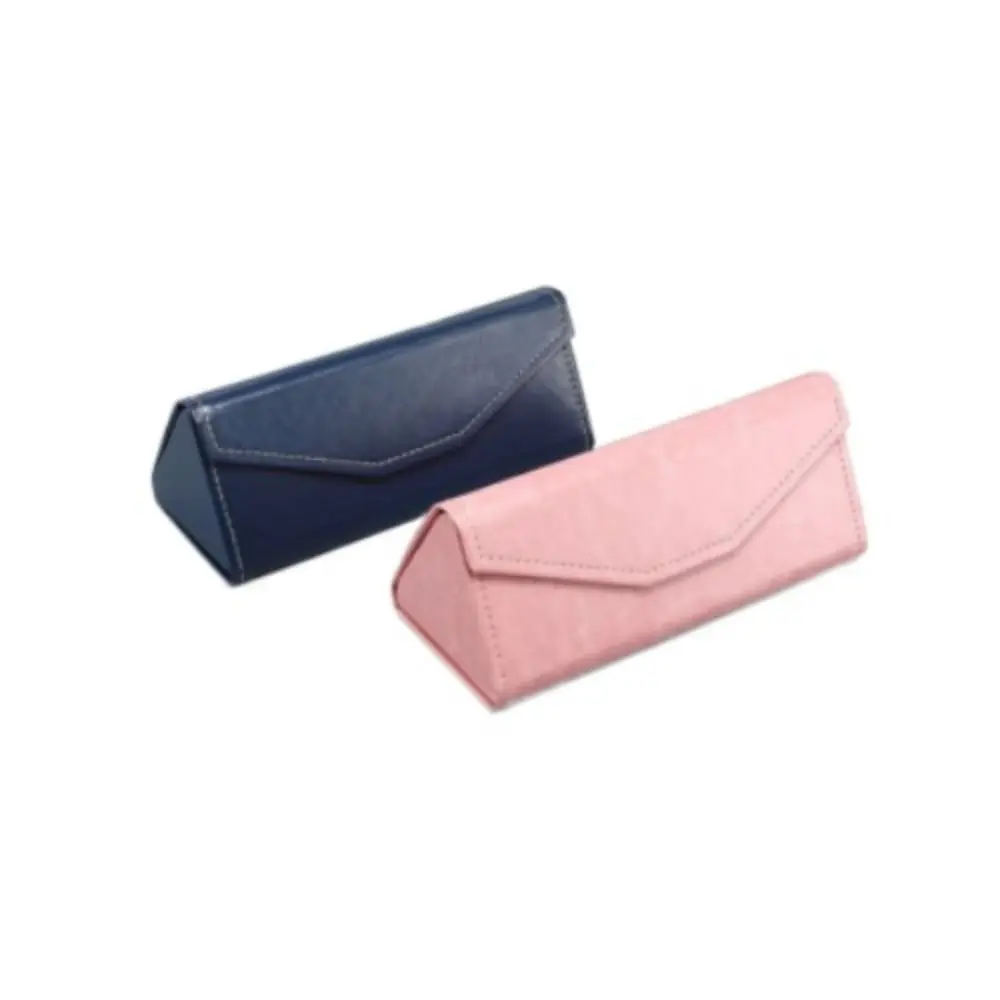 Portable PU Leather Triangle Sunglasses Box Solid Color Folding Eyewear Case Waterproof Glasses Box Men Women Glasses Case