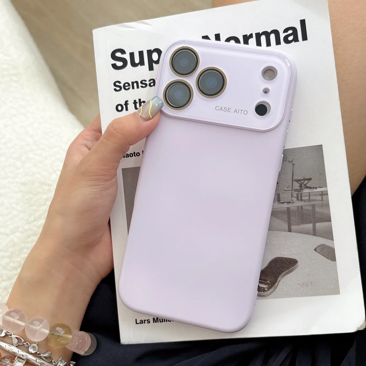 Large Window Liquid Silicone Orange Shockproof Phone Case with Fashion Lens Protection
