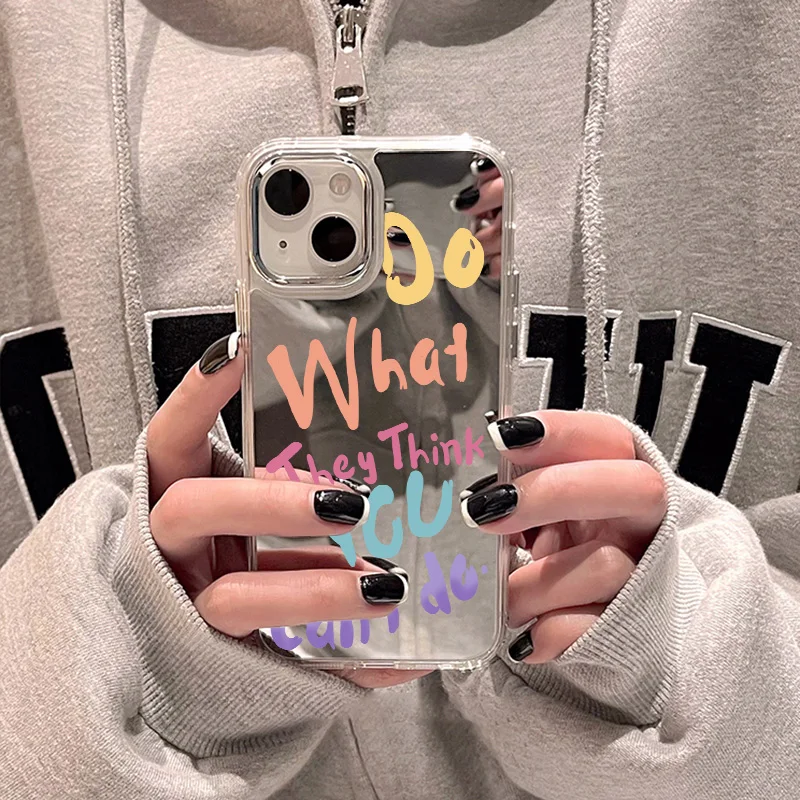 For iPhone 11 Mirror Phone Case For iPhone 11 12 13 15 14 Pro Max XS Max XR Cases Aesthetic Art Letter Make up Mirror Soft Cover- Se13257680e464d0c8d1bafe384efaecbs