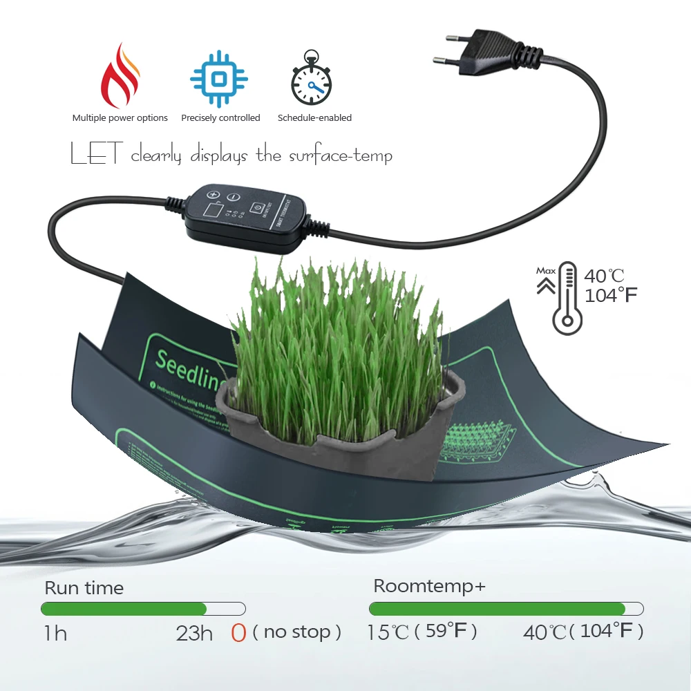 Seedling Heating Mat Digital Thermostat Even Heat Distribution Plants Seed Germination Indoor Gardens Pad