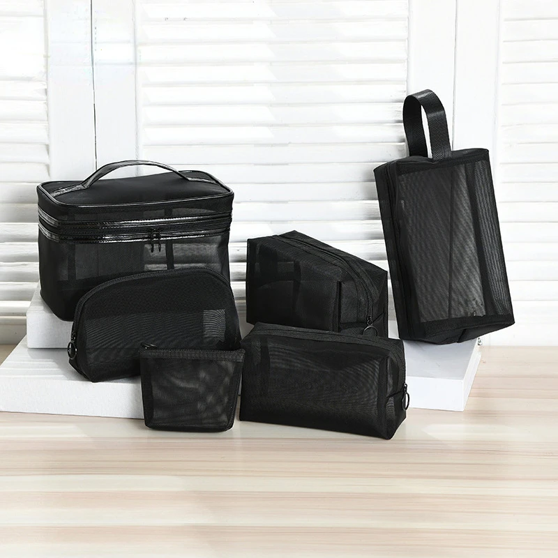 

Portable Mesh Transparent Cosmetic Bag Makeup Case Women Travel Zipper Make Up Organizer Wash Toiletry Beauty Storage Bag Pouch