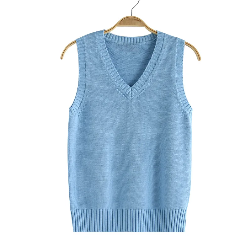 2024 Adult Girls Secondary School Uniform Sweater Vest Female Waistcoat Sleeveless Cosplay Anime Knitting Coat 4